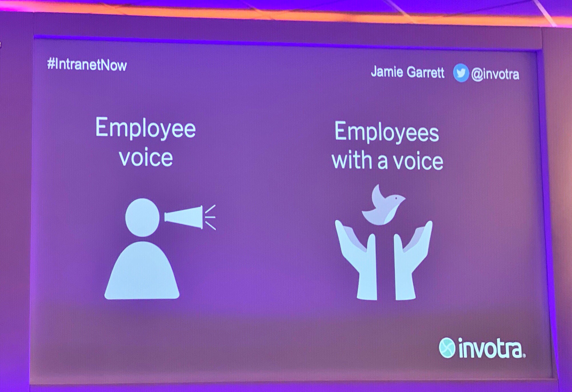 Slide drawing the distinction between “Employee voice” and “Employees with a voice”