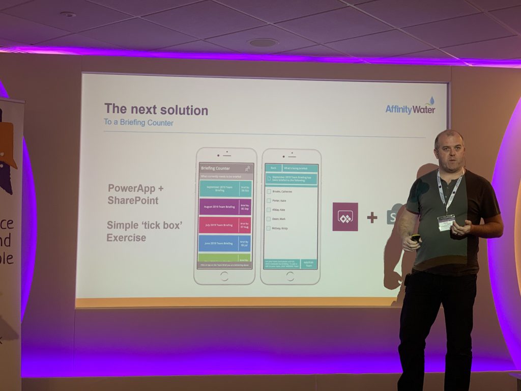 Mark Owen presenting the next generation of Affinity Water’s briefing tool