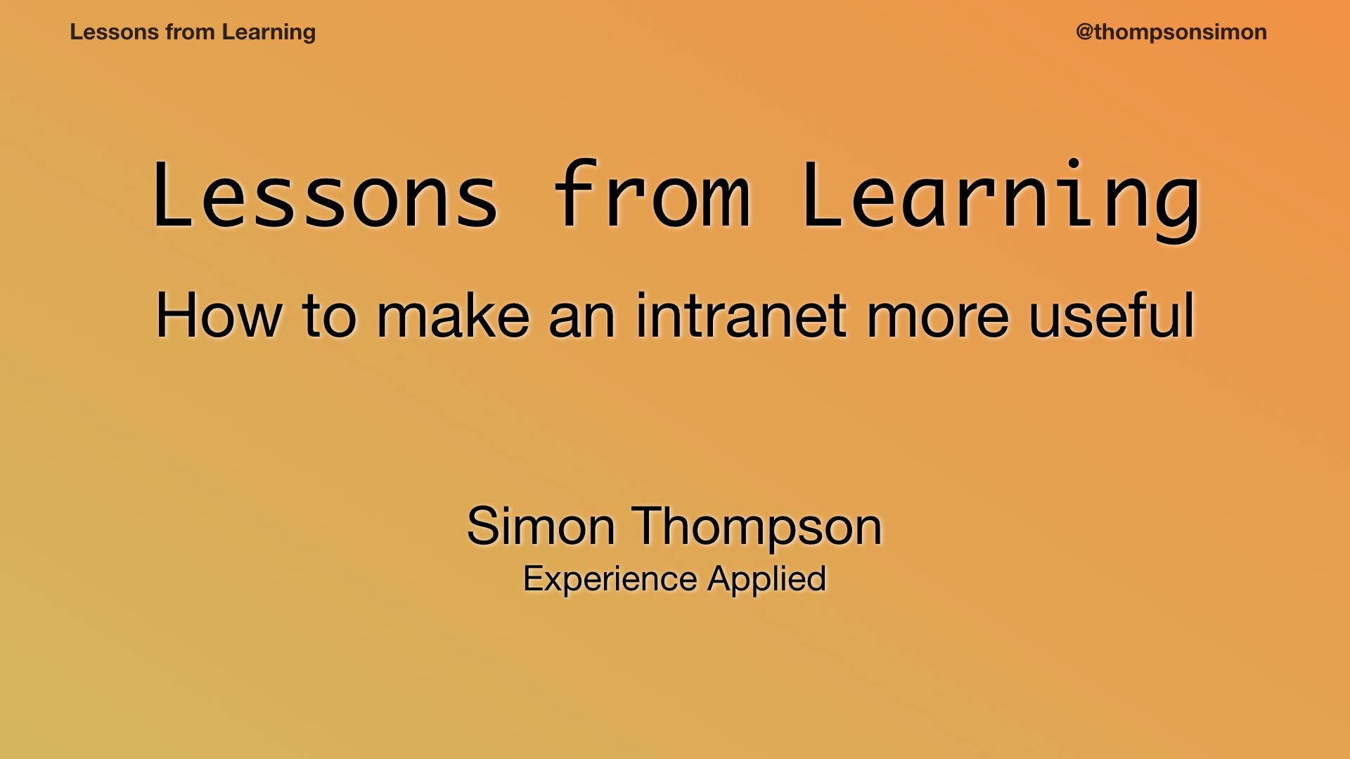 Lessons from Learning – the post